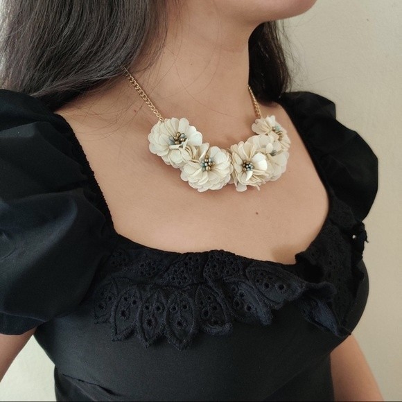 Flower Pendants Collar Gold Chain Boho Necklace - Picture 2 of 6